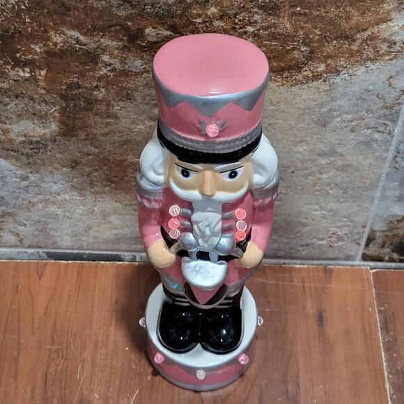Lights Up Pink Nutcracker 12 Inch Tall Christmas Decor - Picture 7 of 13